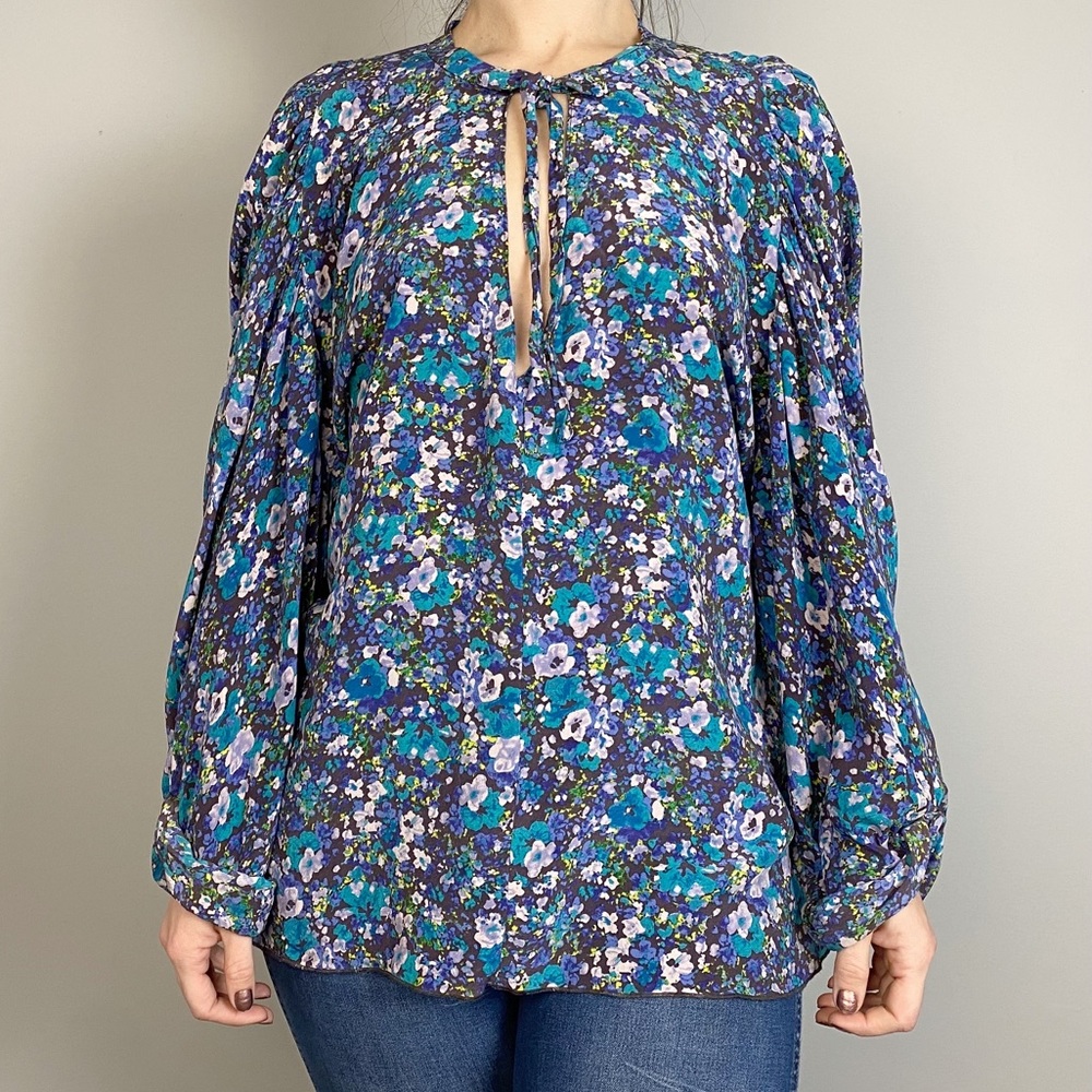 Rebecca Taylor Silk Floral Peasant Blouse